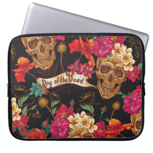 Housse Pour Ordinateur Portable Fleurs du crâne Jour Arrière - plan mort