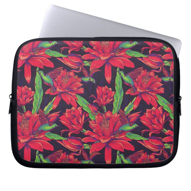 Housse Pour Ordinateur Portable Fleurs Et Colibris (Devant)