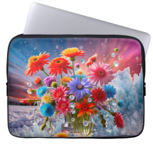 Housse Pour Ordinateur Portable Fleurs et cristaux de glace