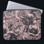 Housse Pour Ordinateur Portable Fleurs et moisissures de pivoines roses<br><div class="desc">Fleurs et papillons de pivoine dessinés à la main,  motif vectoriel transparent</div>