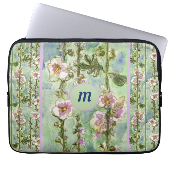 Housse Pour Ordinateur Portable Fleurs et Monogrammes clairs (Devant)