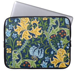Housse Pour Ordinateur Portable Fleurs florales : Vert foncé Vintage