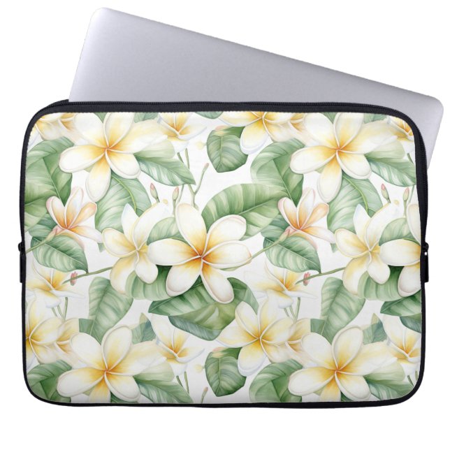 Housse Pour Ordinateur Portable Fleurs frangipaniennes tropicales (Devant)