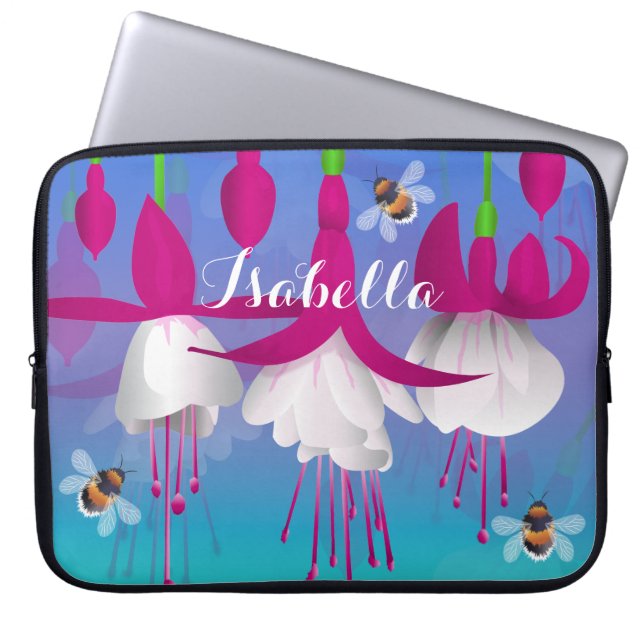 Housse Pour Ordinateur Portable Fleurs Fuchsia (Devant)