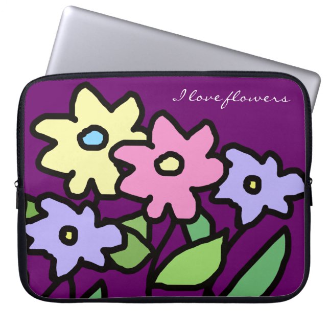 Housse Pour Ordinateur Portable fleurs graphiques (Devant)