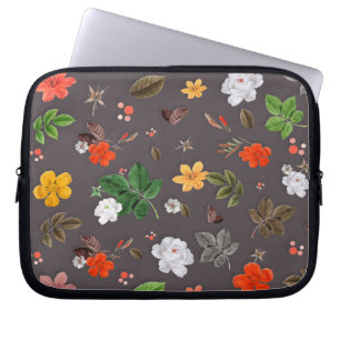 Housse Pour Ordinateur Portable Fleurs jaunes et roses blanches 26