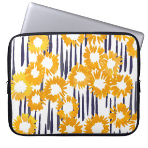 Housse Pour Ordinateur Portable Fleurs Jaunes : Vintage peint à la main