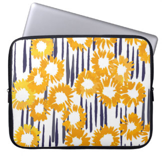 Housse Pour Ordinateur Portable Fleurs Jaunes : Vintage peint à la main