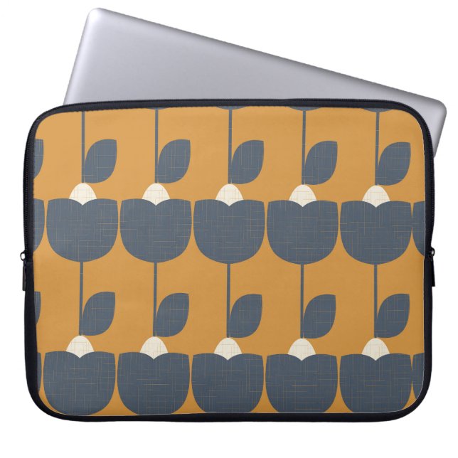 Housse Pour Ordinateur Portable Fleurs modernes rétro : Scandinave Géométrique. (Devant)