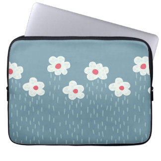 Housse Pour Ordinateur Portable Fleurs pleurs printemps bleu brillant amusant
