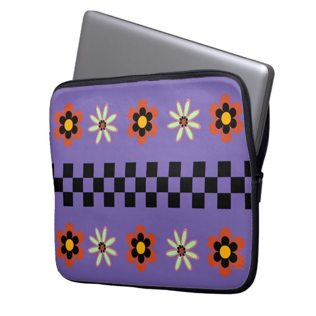 Housse Pour Ordinateur Portable Fleurs Punk Rétro (devant gauche)