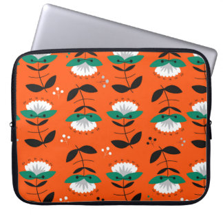 Housse Pour Ordinateur Portable Fleurs rétro et motif sans couture feuille.