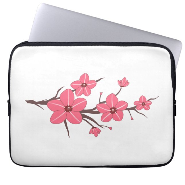Housse Pour Ordinateur Portable Fleurs rose cerise motif ! (Devant)