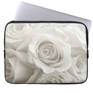 Housse Pour Ordinateur Portable Fleurs Roses blanches