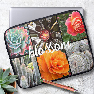 Housse Pour Ordinateur Portable Fleurs roses Cactus Photo Collage Fleur Script
