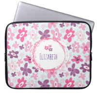 Fleurs roses et Coeurs Bleus mignons Whimsical