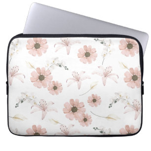 Housse Pour Ordinateur Portable Fleurs roses pastel aquarelle Art