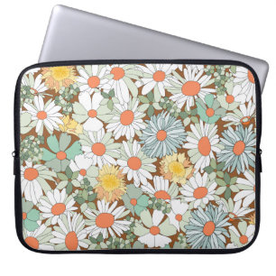 Housse Pour Ordinateur Portable Fleurs sauvages floral, vintage motif sans couture