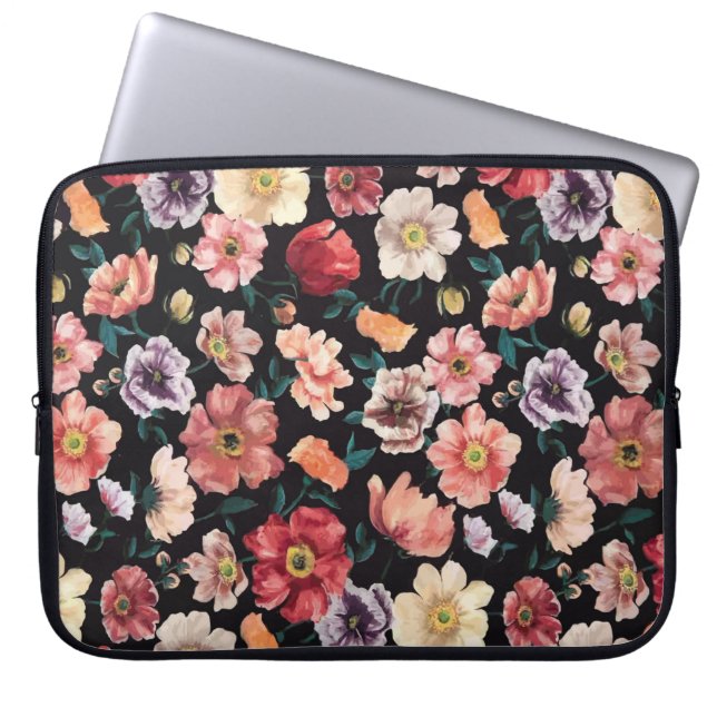 Housse Pour Ordinateur Portable Fleurs solides abstraites en arrangement complet,  (Devant)