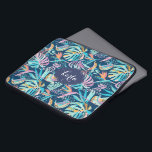 Housse Pour Ordinateur Portable Fleurs tropicales et motif feuille<br><div class="desc">Fleurs tropicales colorées et feuilles dans un motif sans couture.</div>