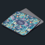 Housse Pour Ordinateur Portable Fleurs tropicales et motif feuille<br><div class="desc">Fleurs tropicales colorées et feuilles dans un motif sans couture.</div>