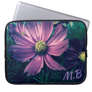 Housse Pour Ordinateur Portable Fleurs Violet Foncé Photo Art Monogramme
