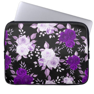 Housse Pour Ordinateur Portable Fleurs Violettes Élégantes Motif Floral incolore T