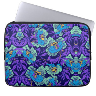 Housse Pour Ordinateur Portable Fleurs violettes et bleues William Morris