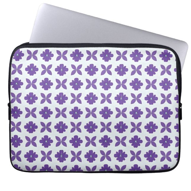 Housse Pour Ordinateur Portable Fleurs violettes sur fond clair (Devant)