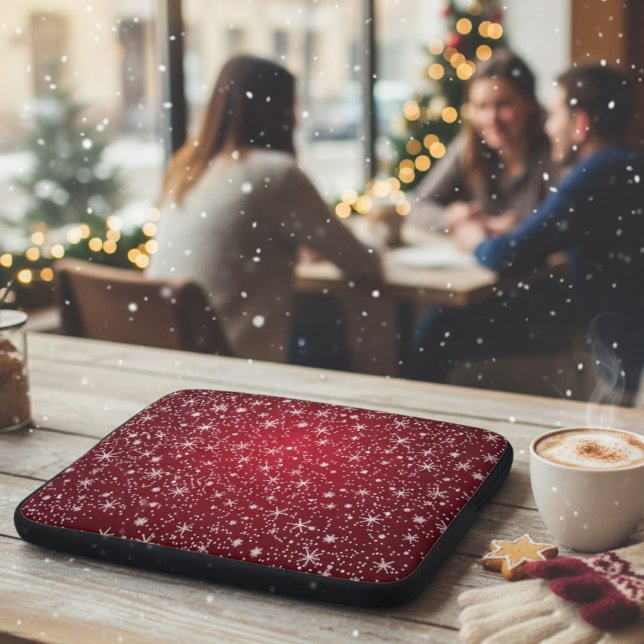 Housse Pour Ordinateur Portable Flocon de neige rouge festif (Créateur téléchargé)