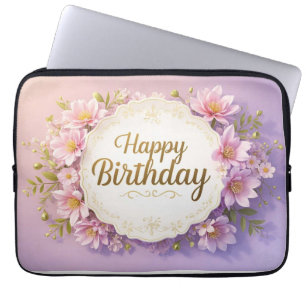 Housse Pour Ordinateur Portable Floral anniversaire luxueux élégant extravagant