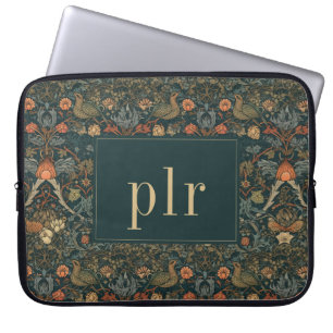 Housse Pour Ordinateur Portable Floral foncé vintage William Morris Monogramme
