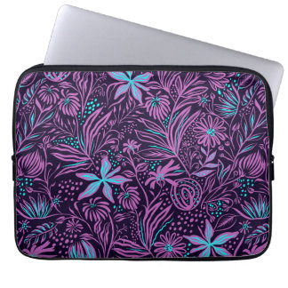 Housse Pour Ordinateur Portable Floral Girl rose violet Turquoise noir Motif moder