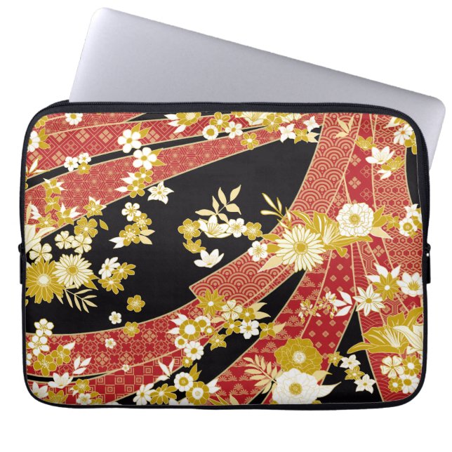 Housse Pour Ordinateur Portable Floral Mix Kimono Pattern (Devant)