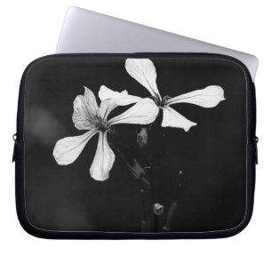Housse Pour Ordinateur Portable floral noir et blanc minimal