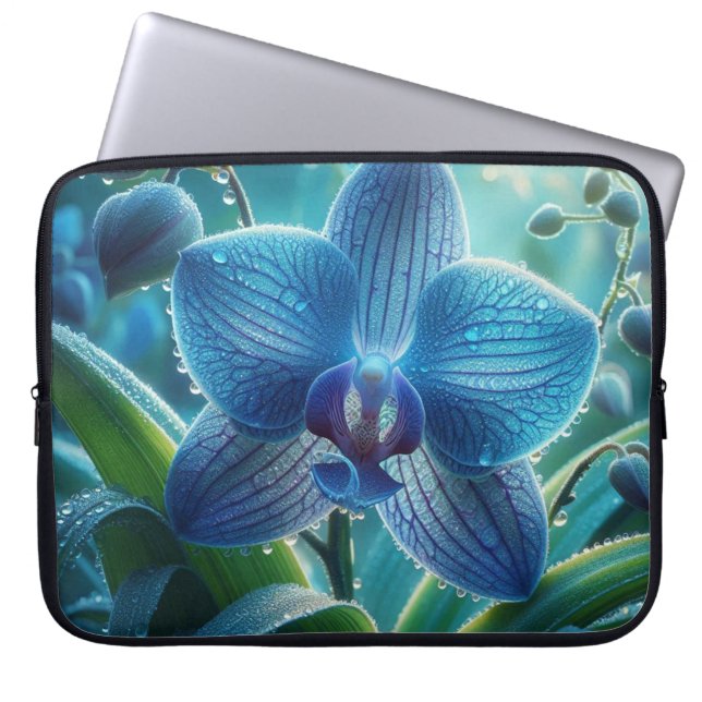 Housse Pour Ordinateur Portable Floral orchidée bleue (Devant)