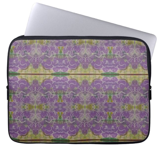 Housse Pour Ordinateur Portable Floral pourpre et vert (Devant)