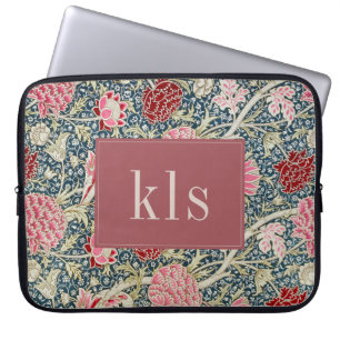 Housse Pour Ordinateur Portable Floral rose vintage William Morris Monogram La