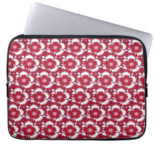 Housse Pour Ordinateur Portable Floral vintage rouge et blanc Dianthus Barbatus