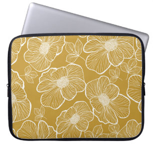 Housse Pour Ordinateur Portable Florale d'or monochrome : Abstrait sans fil