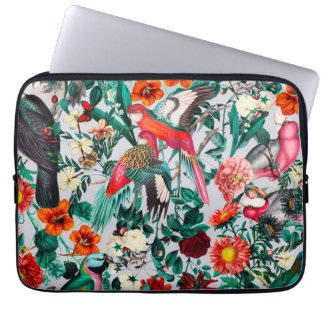 HOUSSE POUR ORDINATEUR PORTABLE FLORALE ET OISEAUX XIV-II