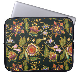 Housse Pour Ordinateur Portable Flore décorative : Acrylique Golden Purple.