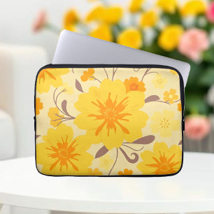 Housse Pour Ordinateur Portable Flore rétro Sunshine Motif-Fleurs Jaunes