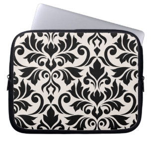 Housse Pour Ordinateur Portable Flourissant Damask Art I Black on Cream