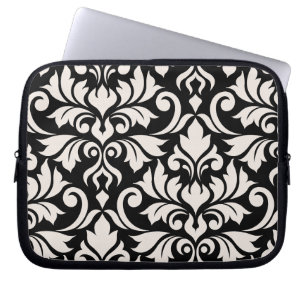 Housse Pour Ordinateur Portable Flourissant Damask Art I Cream sur Black