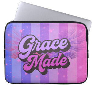 Housse Pour Ordinateur Portable Foi chrétienne violette et rose de la Grâce