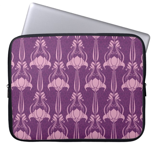 Housse Pour Ordinateur Portable Fond d'écran floral violet rose (Devant)