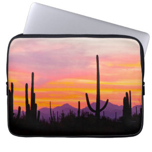 Housse Pour Ordinateur Portable Forêt de cactus saguaro au coucher du soleil