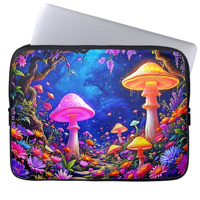 Housse Pour Ordinateur Portable Forêt de champignons enchantée (Devant)