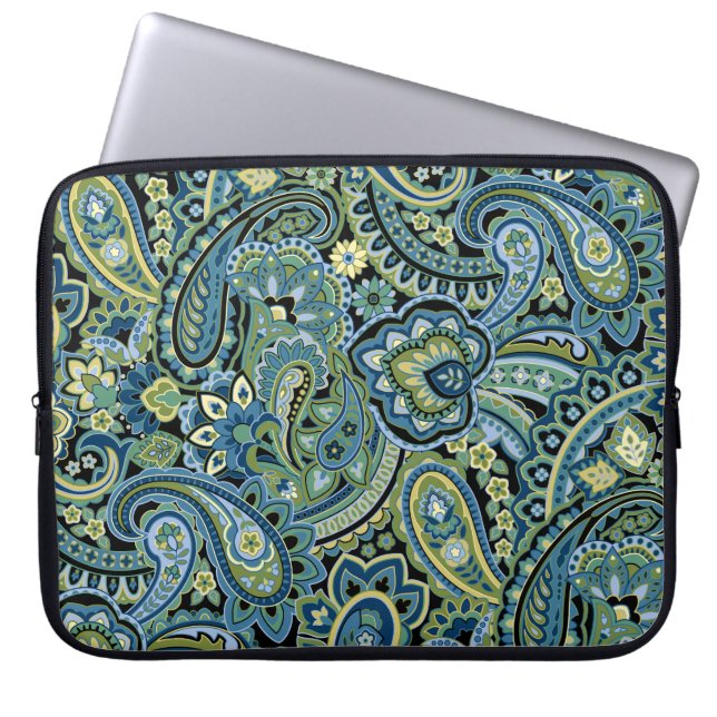 Housse Pour Ordinateur Portable Forêt de Paisley verte (Devant)